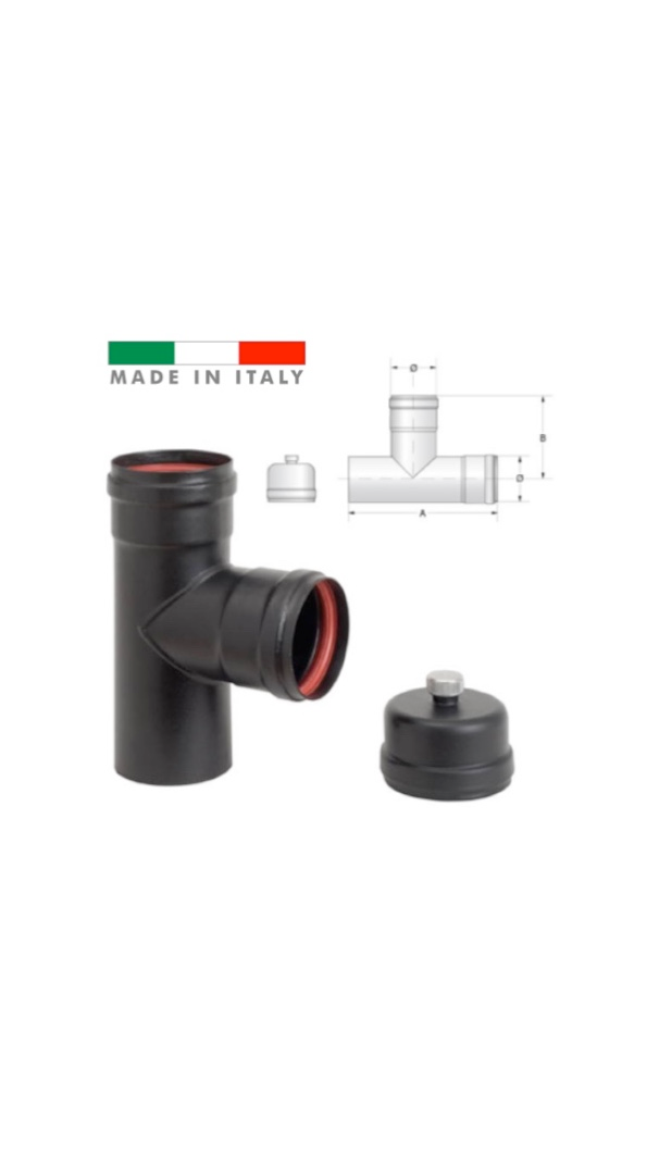 318 - T de Registro Italiana Negro 100 mm