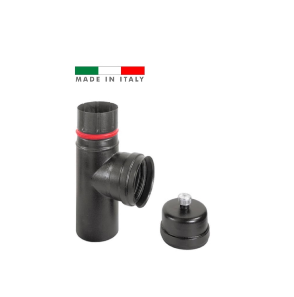 310 - T de Registro con porcelanado Negro 80 mm